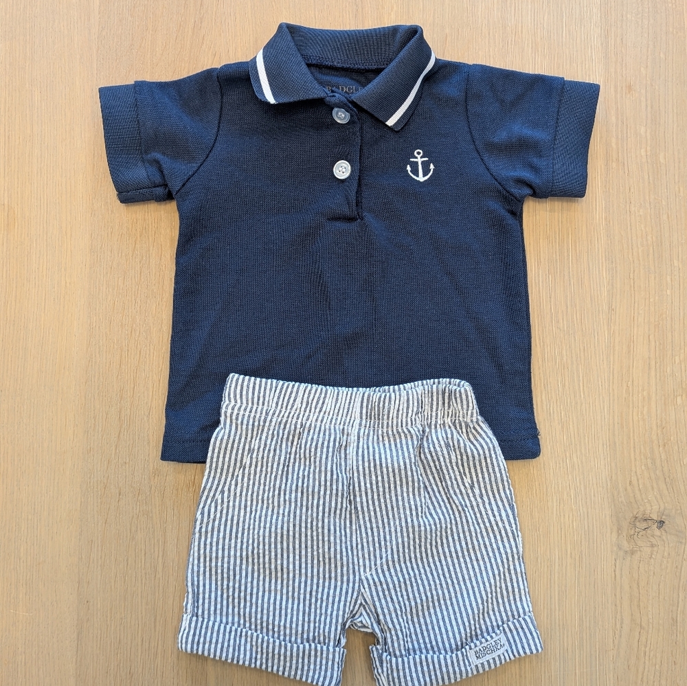 Badgley Mischka Navy Polo & Shorts Baby
